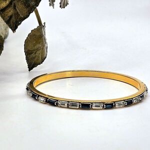 "5/$25" Goldtone Blue Crystal Layering Bangle Bracelet